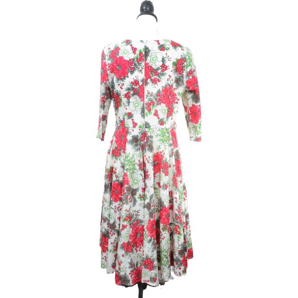 Hell Bunny Festive Poinsettias Midi 50’s Retro Rockabilly Pin-Up Dress Women's L - Picture 8 of 13